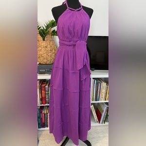 Gorgeous purple halter dress, size 10. worn only once! cotton/ gauze fabric.